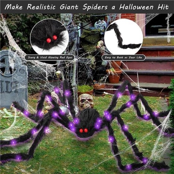 2Pack Halloween Decoration Spider 60 Inch Light Up Spider...